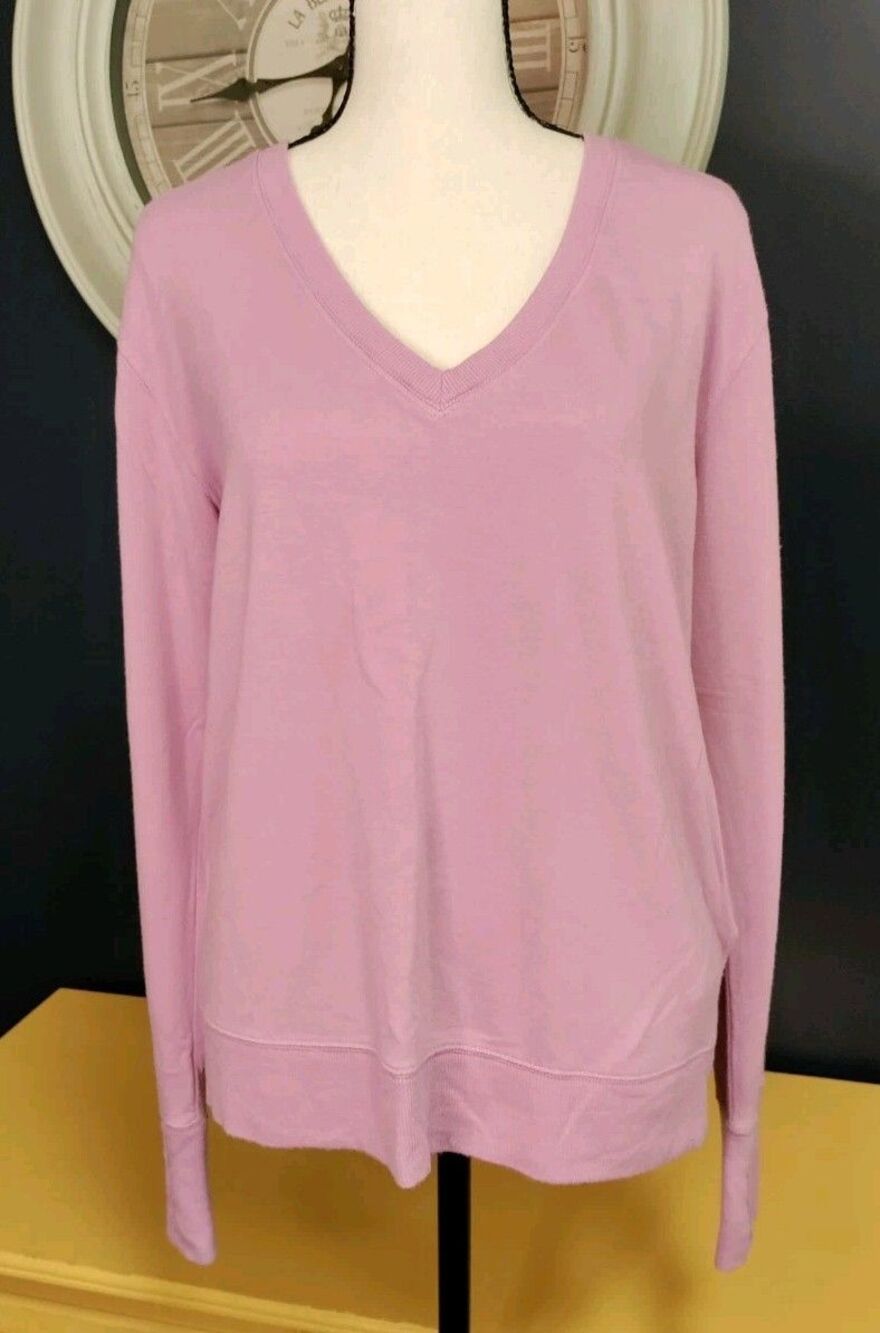Athleta Sunrise Pullover Sweater Women's M Light Purple V-neck Modal Blend Soft